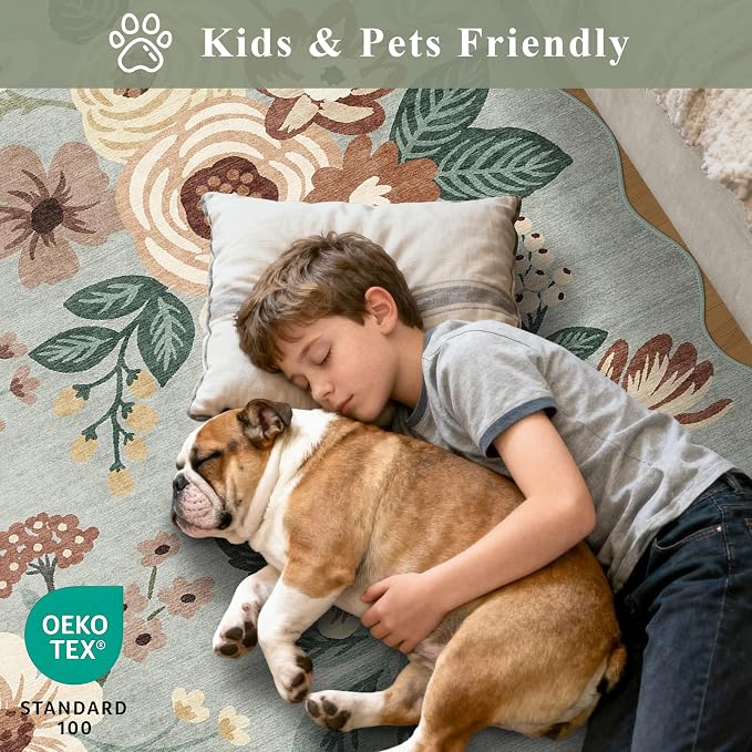 DUKINO 2x10 Runner Rug for Hallway, Washable Kitchen Rugs, Sage Green | Non Slip - Image 4