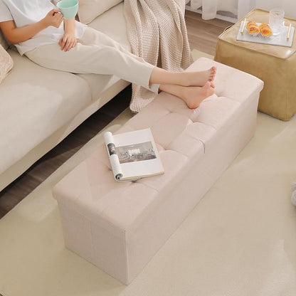 45.3 Inches Storage Ottoman Bench Foldable Seat Footrest Shoe Bench End of Bed - Image 6