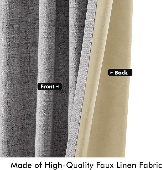 MIULEE 100% Blackout Linen Curtains 42 x 96 Inch Glacier Gray 2 Panels | - Image 6
