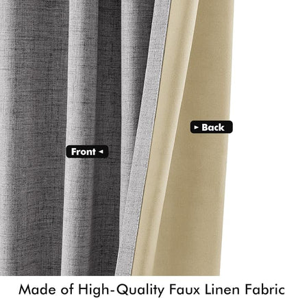 MIULEE 100% Blackout Linen Curtains 42 x 96 Inch Glacier Gray 2 Panels | - Image 6