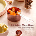 Measuring Cups and Spoons Set of 9, Utensils for Dry and Liquid Ingredients, Copper Kitchen Accessories, Rose Copper Decor for Home, Stackable, Sturdy Stainless Steel