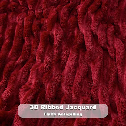 NEWCOSPLAY Fleece Ribbed Cozy Queen Blanket - Image 5