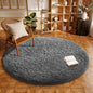 Ophanie Round Rug 5Ft Grey Circle Area Rugs, Fluffy Fuzzy Bedroom Carpet 5 Foot by Ophanie