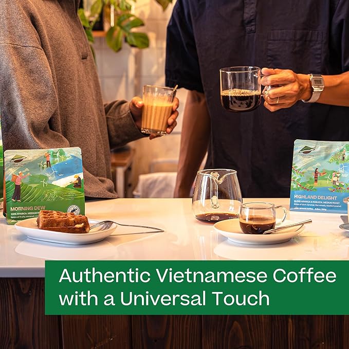Conihat Whole Bean Coffee - 100% Vietnamese Premium Arabica, Medium Roast, Fruity, Caramel & Hazelnut Notes, Rich & Smooth, Low Acid, Single Origin, Hand-Picked,16 Oz Bag