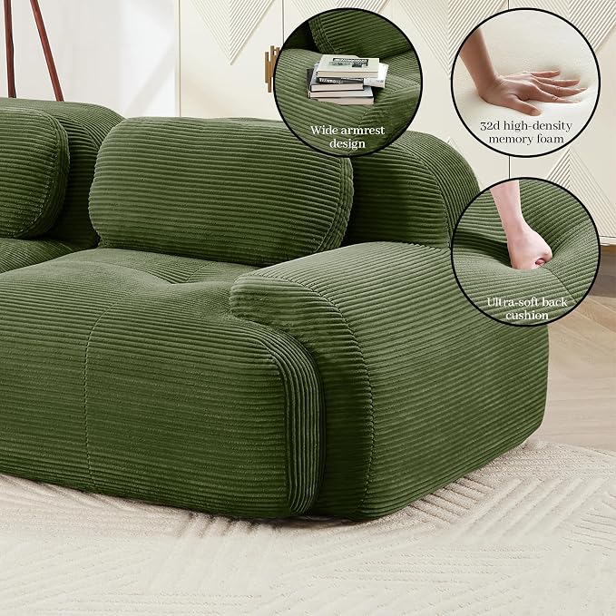 Boneless Sectional Couch, No Assembly Required, 81.8” L Shaped Modular Cloud - Image 7