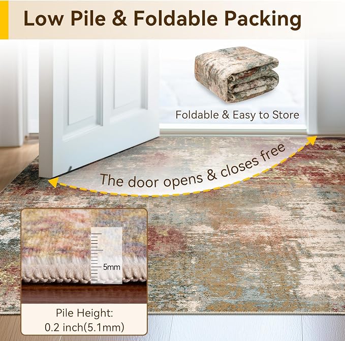 RELEANY Washable 8'x10' Abstract Area Rug - Image 6