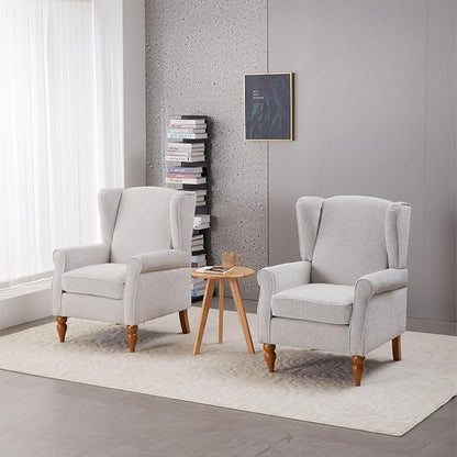 Mid-Century High Wingback Chair Set of 3, Modern Fabric Accent Chair Armchair - Image 3