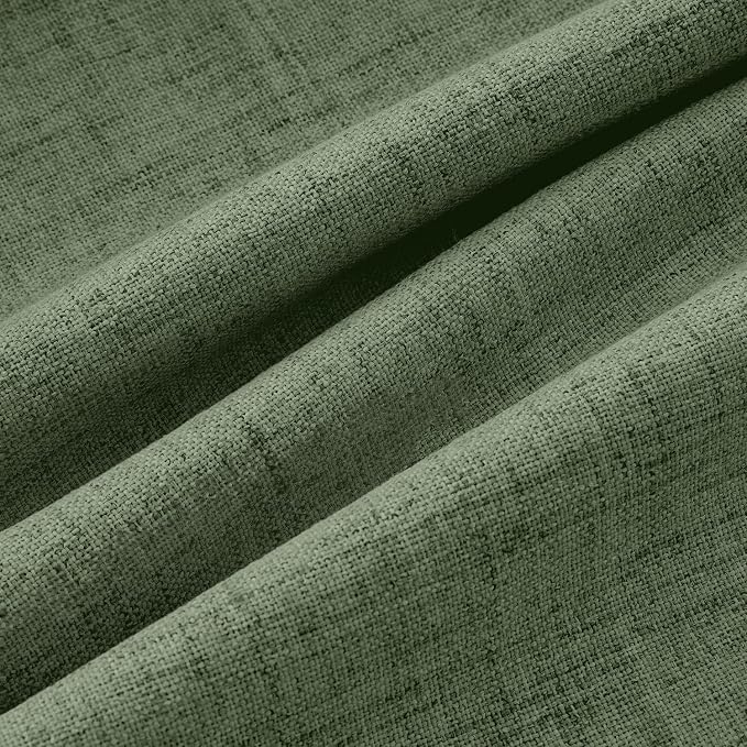 MIULEE 100% Blackout Linen Curtains 42 x 90 Inch Olive Green 2 Panels | Thermal - Image 9