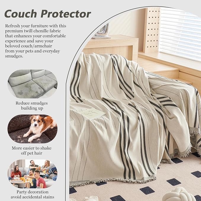 DREAMINGO Armchair Cover Washable Chenille Sofa Protector - Image 4
