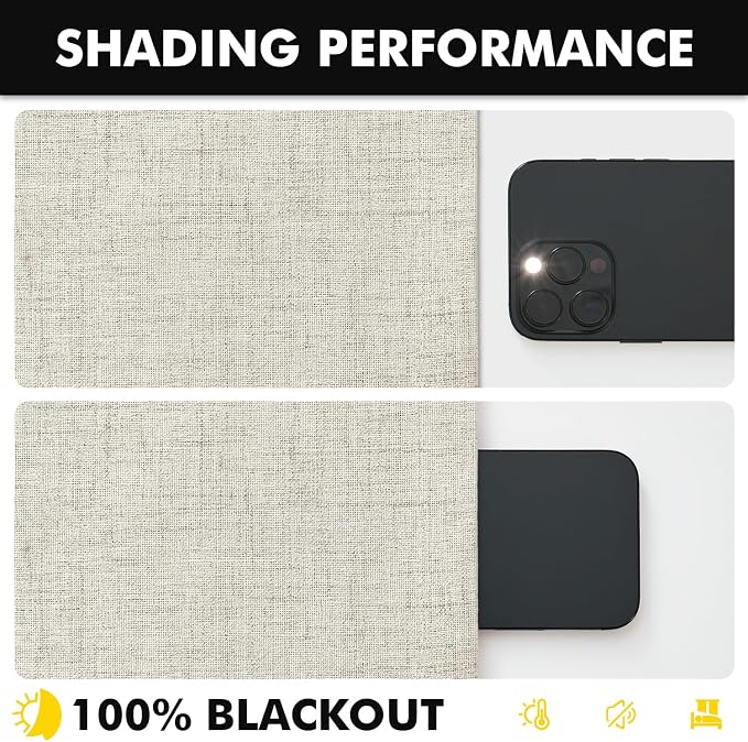 MIULEE 100% Blackout Linen Curtains 42 x 63 Inch Light Cream 2 Panels | Thermal - Image 7