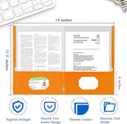 Zzrywuty File Folders with Pockets Letter Size, 50-Pack Paper Folders with Card Slot, Two Pocket Folders for School Students, Businessmen, Home and Office Workers (Orange)