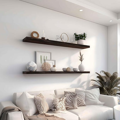 YYWUOJJ Wood Floating Shelves for Wall Decor, Rustic Wall Shelves for Bedroom - Image 6