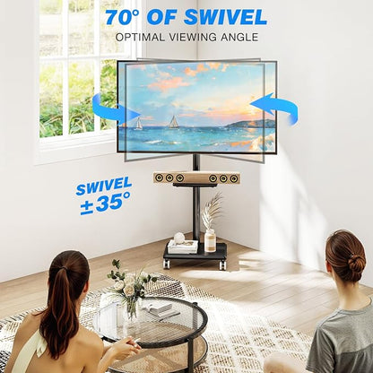 Rfiver Rolling TV Stand with Shelf - Image 4