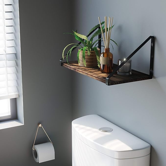 BAMEOS Floating Shelves Rustic Wood Wall Shelf Wall Mounted Shelves - Image 6