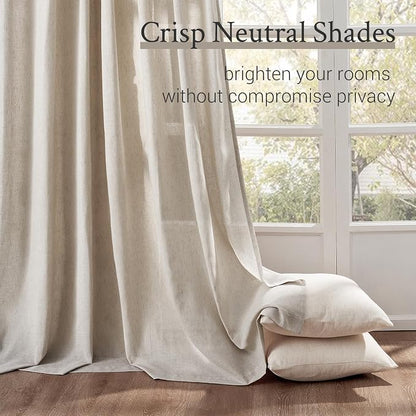 Topfinel Pinch Pleated Curtains 63 Inches Long 2 Panels Set, Oatmeal Semi Sheer - Image 3