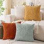 Set of 4 Yellow Rust Aqua Decorative Throw Pillow Covers 22x22 Inch Corduroy by Cozoomy