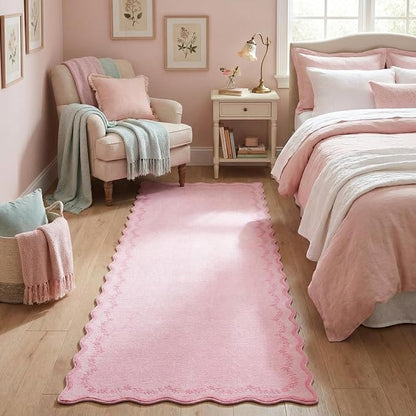 GarveeHome 2.5x10 Scalloped Washable Runner Rug Long Hallway Kitchen Rug | Soft - Image 2
