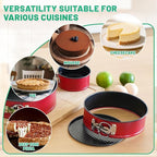Springform Cake Pan Set,Non-Stick Springform Pans Set of 3(4, 7, 9 inches),Leak-Proof Round Cake Pans with Removable Bottom for Baking Cake Pie Pizza and Quiches (Red3)