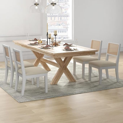 Westice Rattan Dining Chairs Set of 2, Farmhouse Natural Dining Room Chairs - Image 2