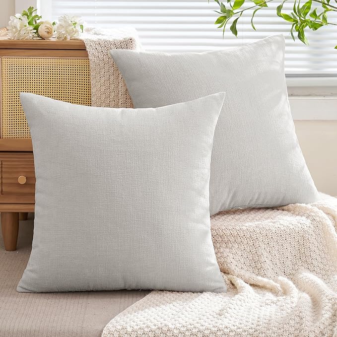 MIULEE Light Grey Chenille Couch Throw Pillow Covers, 18x18 | Set of 2 - Image 7