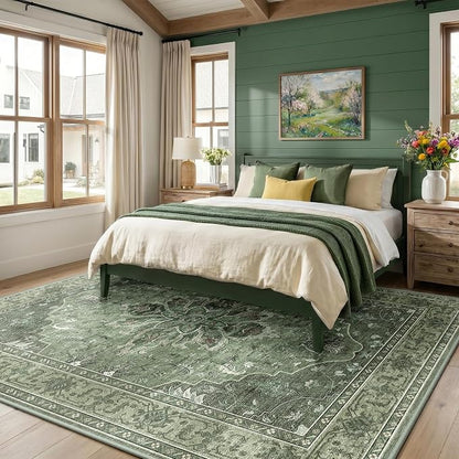 RELEANY Washable Area Rug, Water Repellent, Pet Friendly, Vintage Floral Boho - Image 2
