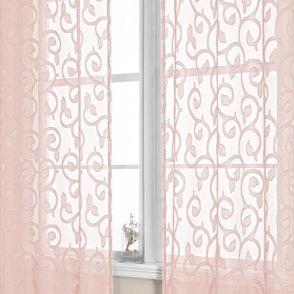 Furman Blush Sheer Curtains 63 inch Length by OWENIE