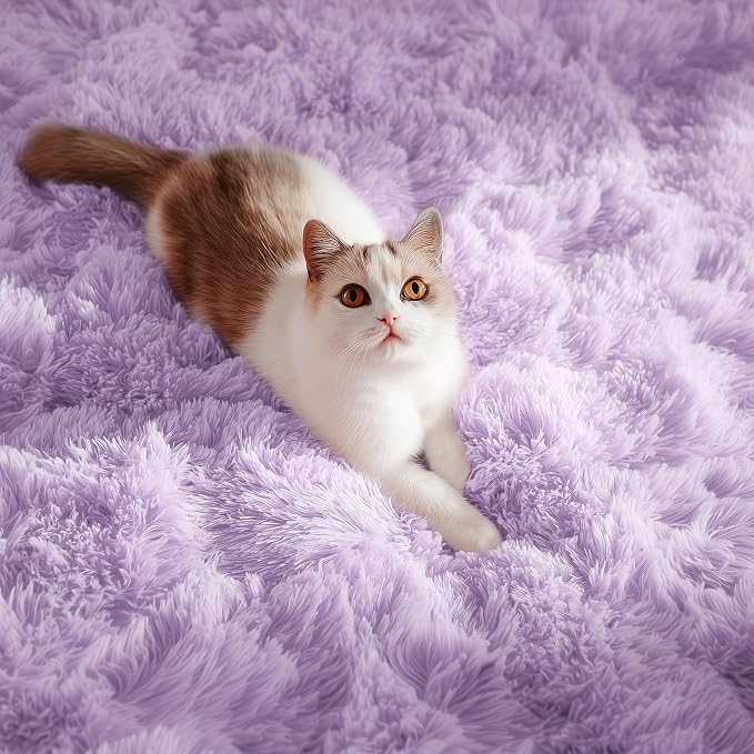 Fluffy Purple Rug 4x6 Ft, Shaggy Furry Rugs - Image 5
