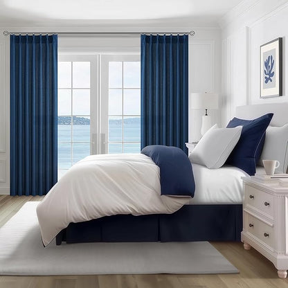 Pleat Sheer Denim Blue Curtains 84 Inch Length 2 Panels Set - Image 6