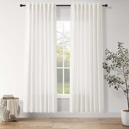 Neutral Linen Curtains 80 Inch Length by Nanspring