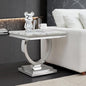 Henf Marble End Table Modern White Faux Marble Sofa Side Table by Henf