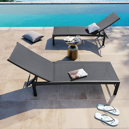Crestlive Products Chaise Lounge Chair Outdoor Set of 2, Adjustable 5 Positions by CrestliveProducts