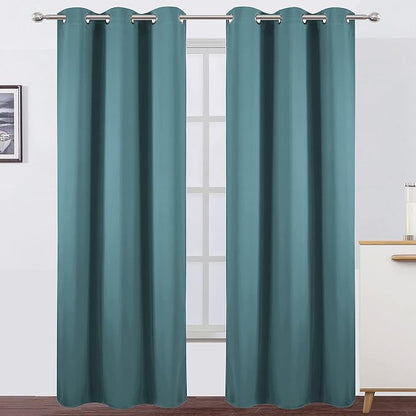 Sea Teal Thermal Blackout Curtains/42 x 95 Inch/Set of 2 Panels Room Darkening by Lemomo