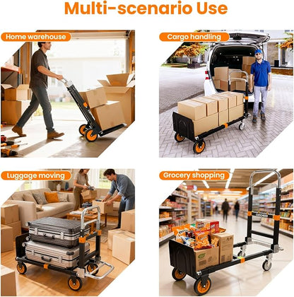3-in-1 Folding Hand Trucks, 600Lbs Convertible Hand Truck Dolly, Heavy Duty - Image 6
