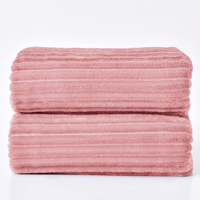 BEDELITE 3D Ribbed Jacquard Pink Full Size Blankes - Image 7