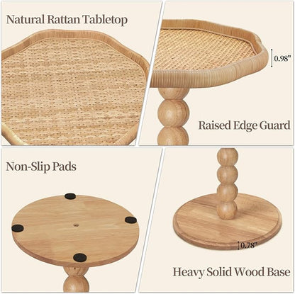 Drink Table, Boho Rattan Flower Small Side Table - Image 5