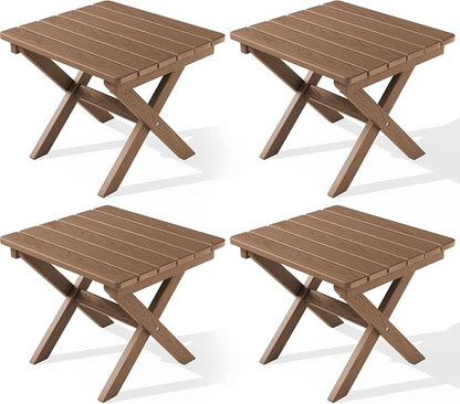 SERWALL Folding Outdoor Side Table Set of 4, Small Adirondack Side Table by SERWALL