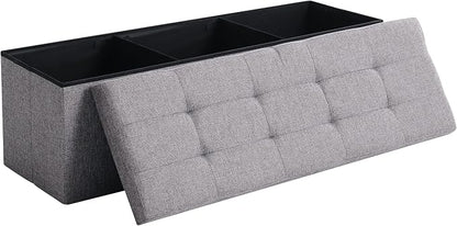45.3 Inches Foldable Seat Footrest Shoe Bench End of Bed Storage by CUYOCA-MakeYouFeelComfort