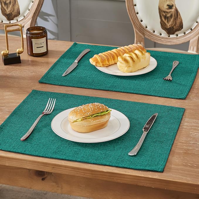 BALCONY & FALCON Placemats Set of 4 Faux Linen Cloth Place Mats Washable - Image 6