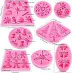 Christmas Silicone Molds Snowflake Molds Mini Xmas Fondant Chocolate Candy Cake Molds Christmas Snowman Tree Snowflake Holly Leaves Santa Claus Baking Molds for Xmas New Year Party Cake Decor