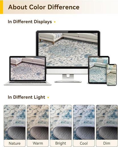 RELEANY Washable Area Rug, Large 9'x12', Water Repellent, Pet Friendly - Image 8