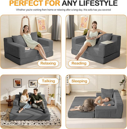 Erament Convertible Sofa Bed, Loveseat Folding Floor Futon Sleeper Sofa Couch - Image 5