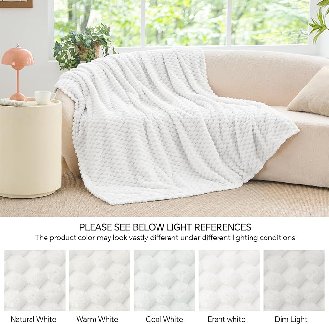 BEDELITE White Throw Blanket for Couch, Soft Cozy Gifts for Women, 50 * 60 | 3D - Image 7