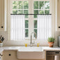 White Linen Kitchen Window Curtains 2 Panels Pinch Pleated 24 Inch Length | by Twodrapes