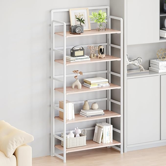 No Assembly Folding Bookshelf, 5 Tiers Collapsible Book Shelf - Image 4