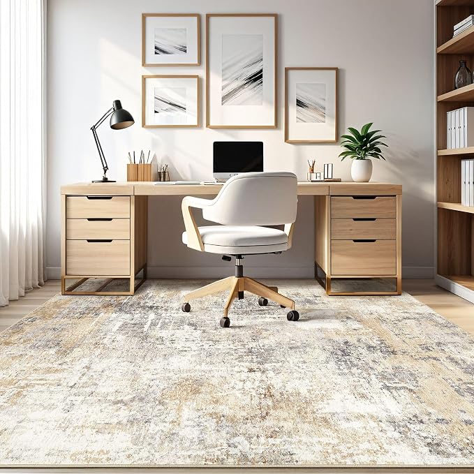 LOONGRUG Square Rug 8x8 Washable Large Neutral Modern Abstract Area Rugs | Soft - Image 7