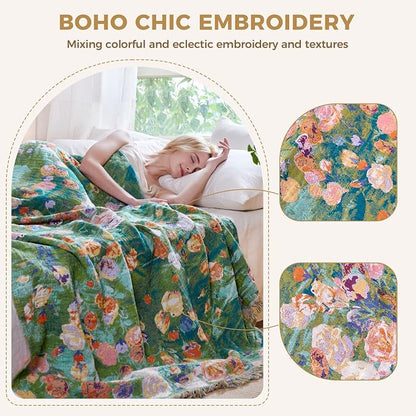 LUTBM Boho Throw Blanket for Couch Sofa Chair Summer Cotton Blankets for - Image 3