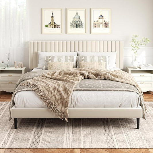 HAOARA King Size Bed Frame, King Size Platform Bed Frame and Velvet Upholstered by HAOARA