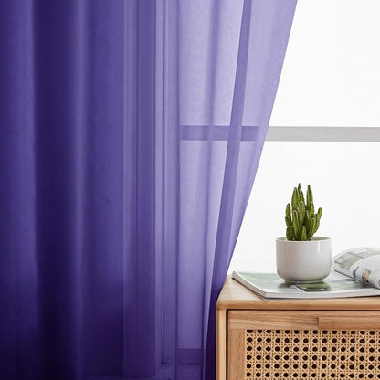 Simplebrand Purple Short Sheer Curtains 45 Inch Length - Image 5