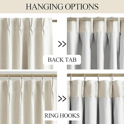 Vision Home Natural Pinch Pleated Full Blackout Curtains Linen Blended Room - Image 6