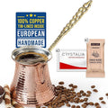 Volarium Turkish Coffee Pot, Greek Arabic Coffee Maker, Hammered Copper Coffee Cezve, Stove Top Coffee Maker (Large)